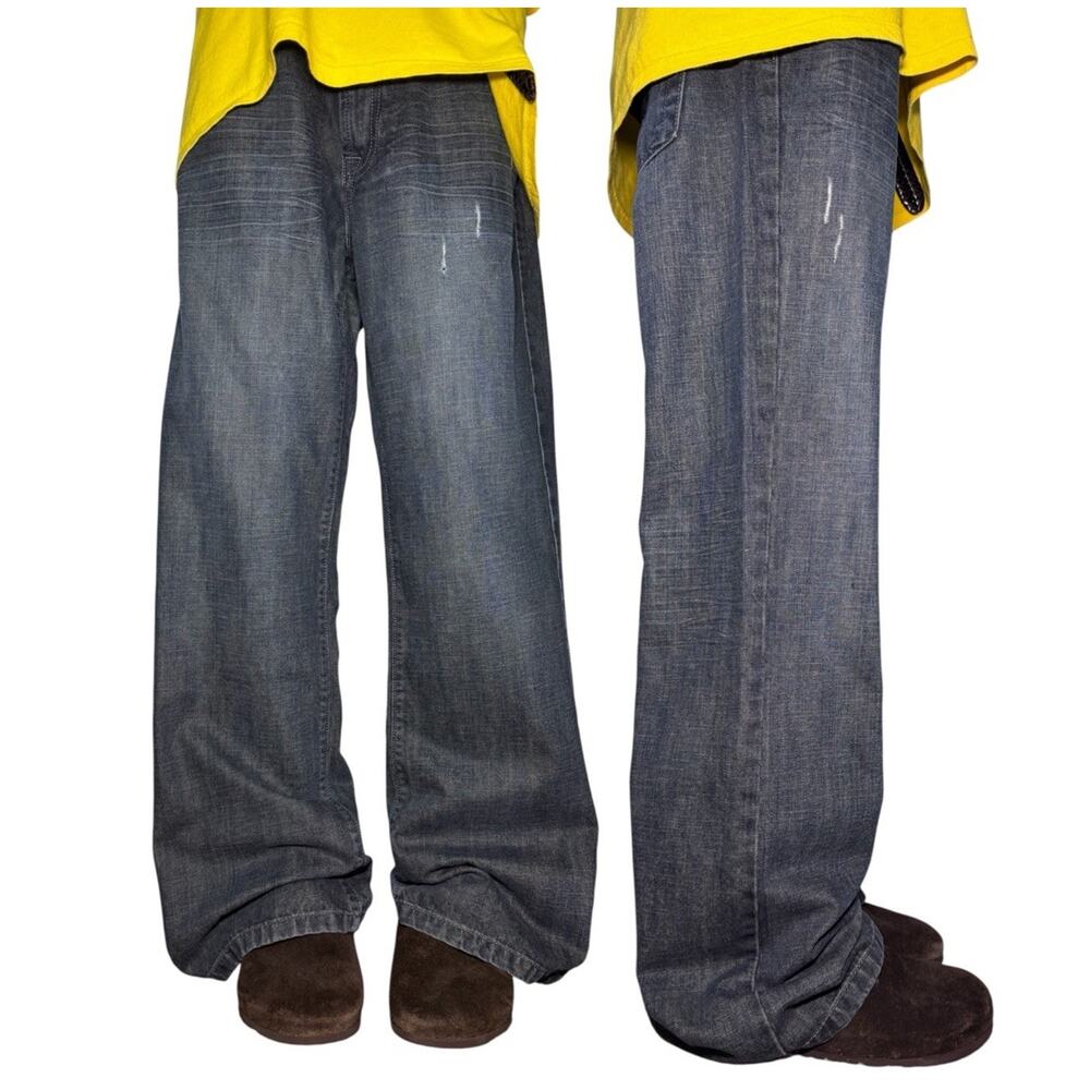 Y2k Helix Relaxed Bootcut Distressed 2000s Jeans Fit Size 38x31 Grunge Skater
